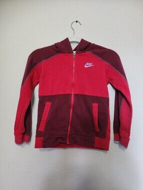Nike Kids Two-Tone Red & Burgundy Zip Hoodie